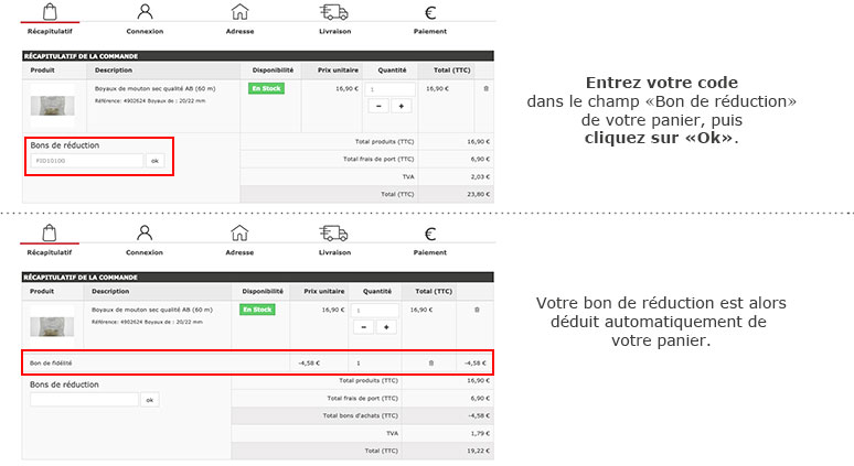 Comment utiliser un bon de réduction sur La Toque d'Or ?